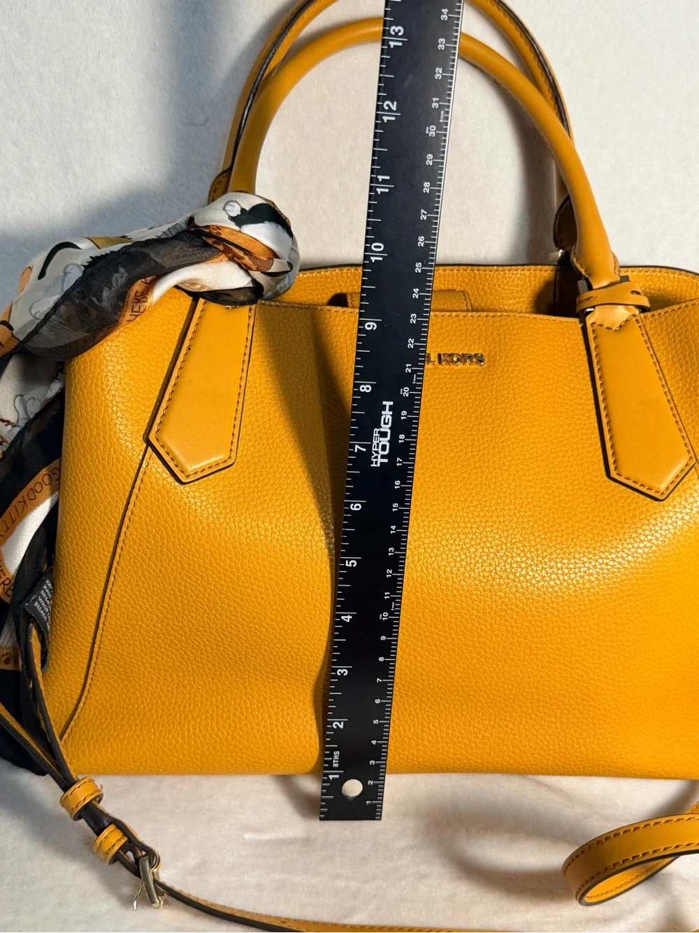 Michael Kors Mustard Yellow Leather Satchel Bag + Zip Wallet Set With Dust Bag